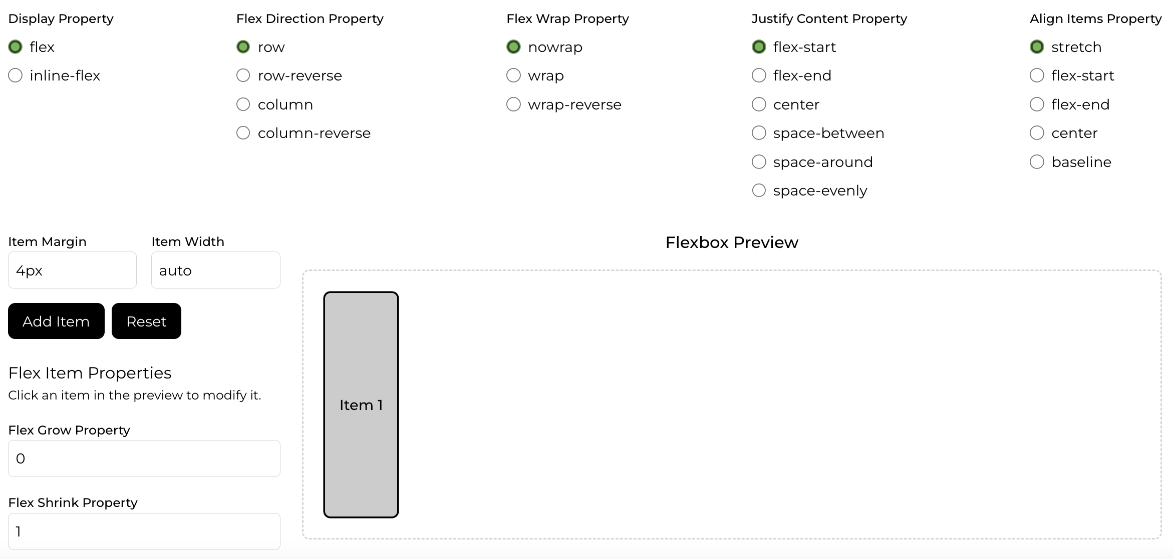 flexbox property css flexbox property